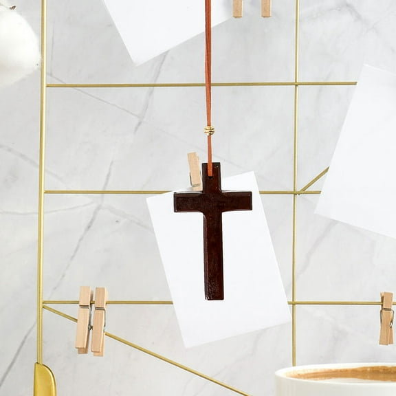 HONITANO 2Pack Auto Decor Accessories Cross Pendant Wooden Retro Design for Car Rearview Mirror