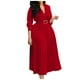 thumbnail image 1 of Vestido de mujer con cuello en V y cinturón en la cintura para la primavera de 2025: color liso, manga media-larga, corte favorecedor, ideal para la playa o una fiesta., 1 of 8