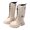 Beige, variant on Woobling Girls Tall Booties Lug Sole Biker Boots Knee High Riding Boot Non-Slip Winter Shoes Girl Lace Up Side Zipper Bootie Black 3little kids