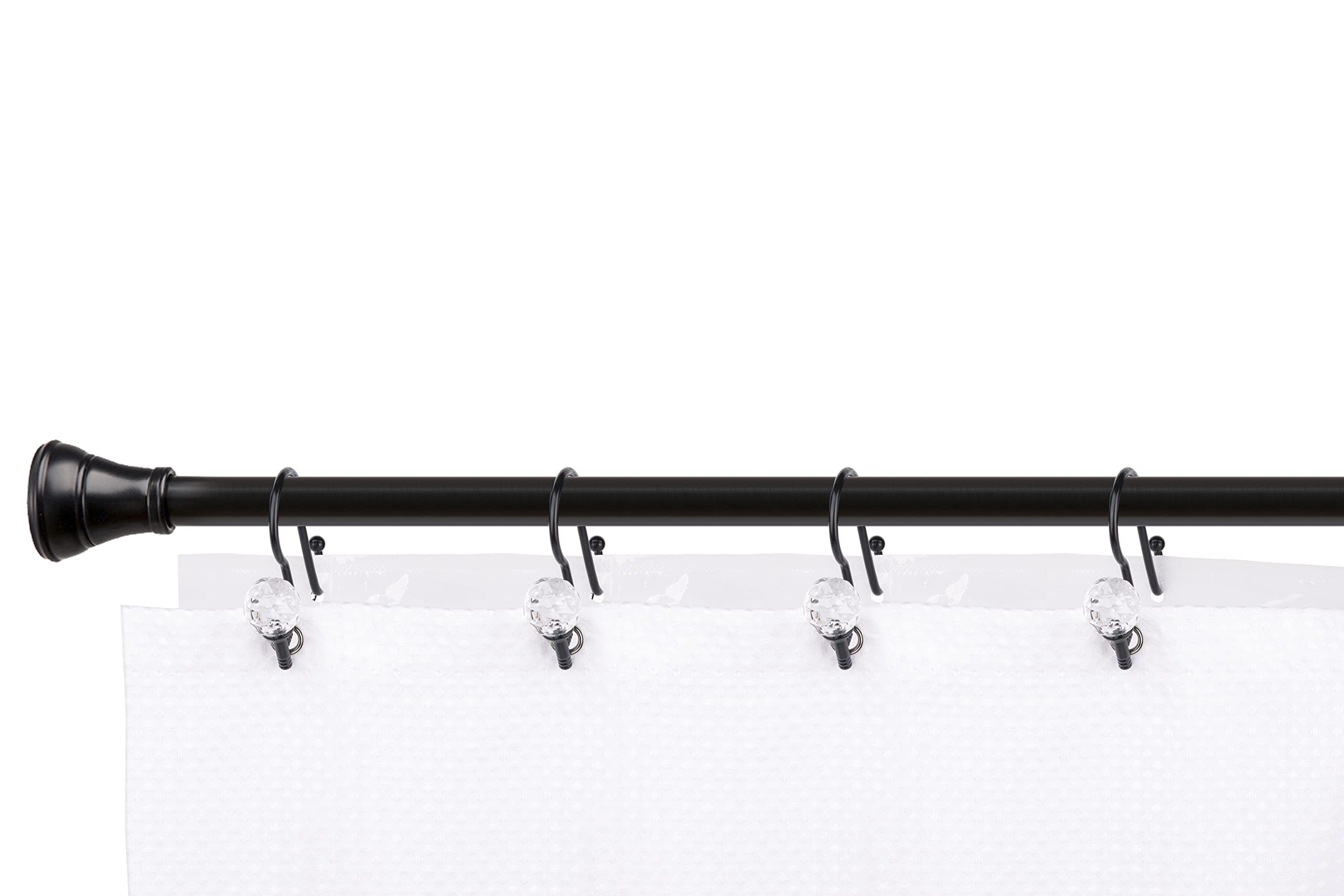 Utopia Alley  Rustproof Zinc Double Shower Curtain Hooks for Bathroom, Crystal Design, Set of 12 Black
