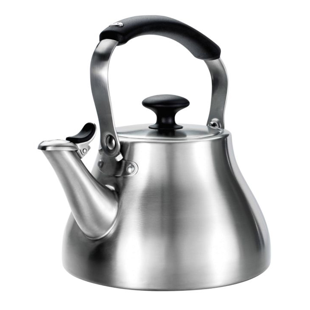OXO Brew Classic Traditional Brushed Stainless Steel Tea Kettle Pot, Silver