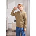 thumbnail image 4 of Oudiya Toddler Boys Cable Knitted Pullover Sweater Half Zip Long Sleeve Lightweight Fall Winter Knitwear Outfit, 3-11 Years, 4 of 8