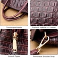 thumbnail image 2 of Women's Handbags and Purses Ladies Crocodile Pattern Leather Flap Shoulder Bag Top Handle Satchel Tote Work Bags, 2 of 7