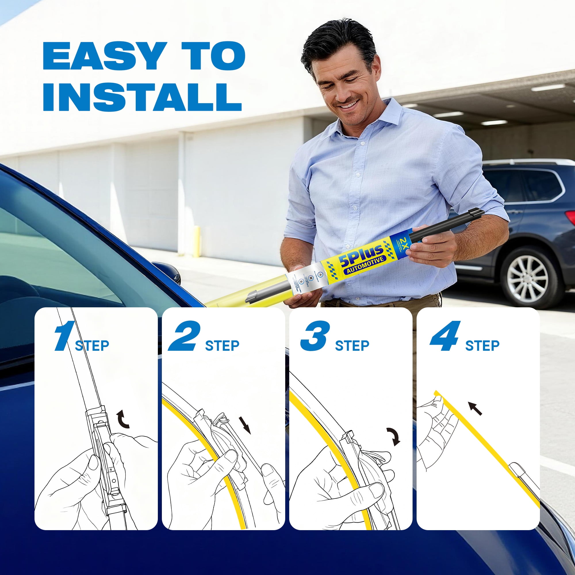5 PLUS Silicone + Water Repellent Windshield Wiper Blades Compatible with Mazda CX-5 CX-9 2023-2017 Windshield Wipers,All-Seasons Wiper blades-OEM Quality