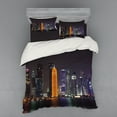 thumbnail image 2 of Ambesonne Urban Bedding Set 3 Pcs, Qatar Middle East Town, Twin XL, Charcoal Grey Orange, 2 of 3