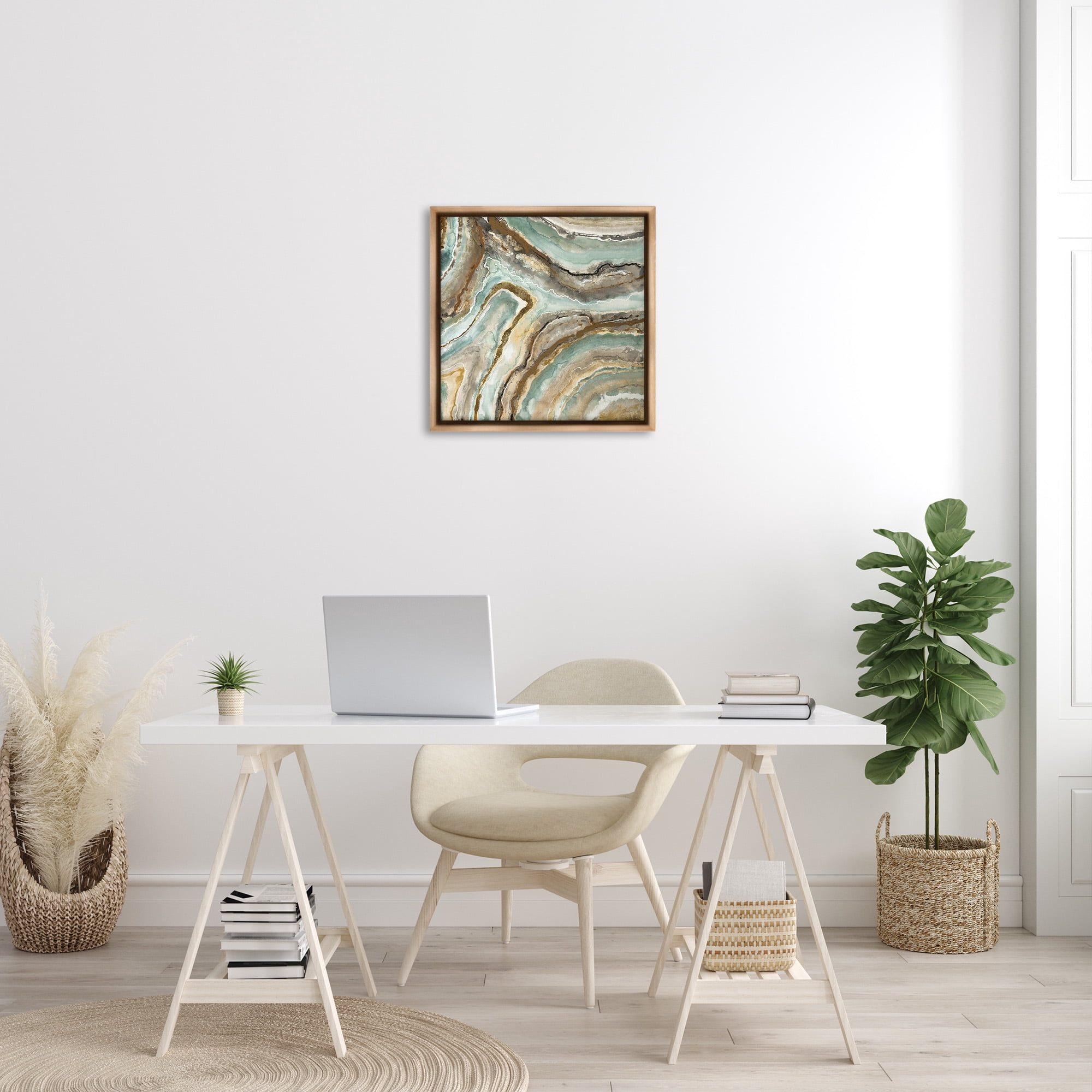 Stupell Industries Geode Mineral Pattern Abstract Painting Brown Floater Framed Canvas Art Print Wall Art, 25 x 25