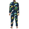 thumbnail image 5 of Kll Funny Spaceships Sleepwear Mens Flannel Pajamas,Long Cotton Pj Set, 5 of 9
