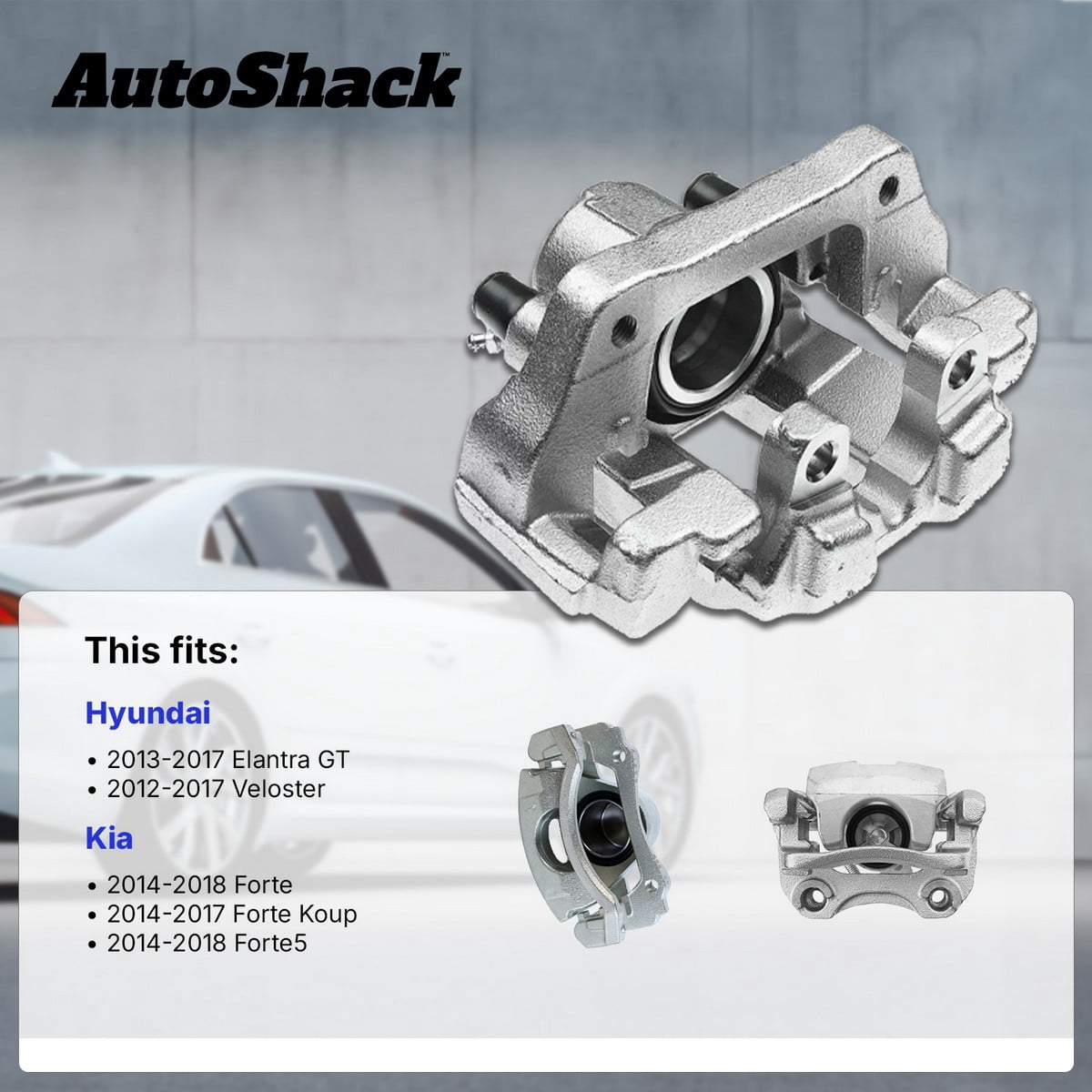 AutoShack Front Brake Caliper for Kia & Hyundai, Forte 2014-2018 Veloster 2012-2017 Elantra GT 2013-2017 Forte5 2014-2018, FWD L4 1.6L 1.8L 2.0L, Left or Right