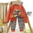 thumbnail image 2 of Hessimy Toddler Boys Girls Spring Summer Cute Funny cartoon Pattern Set Long Sleeve Sweatshirt & Letter Print Pants（Brick Red，5-6 Years）, 2 of 2