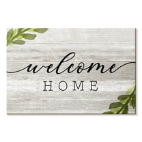 Elephant Stock Rustic Welcome Home Wall Sign Wall Art - Horizontal Canvas Wall Art - Living Room Wall Decor - Wall Signs Canvas - Gray And Black Decor By Natalie Carpentieri - 12" x 8"