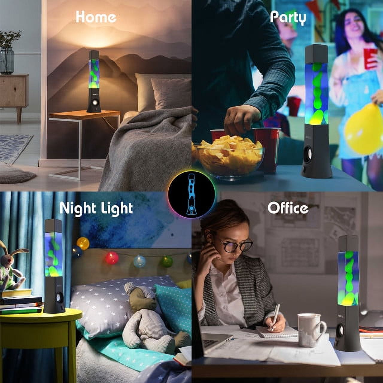 Tzumi ColorFlow Hi-Fi Bluetooth Speaker Lamp with Colorful Lava/Liquid Wax Light Show, 16.5 inches