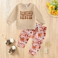 thumbnail image 2 of Xyant Aunties Bestie Baby Clothes Baby Girl Letter Sweatshirt Pullover Floral Long Pants 2Pcs Toddler Fall Winter Outfit (18-24 Months,Beige), 2 of 7
