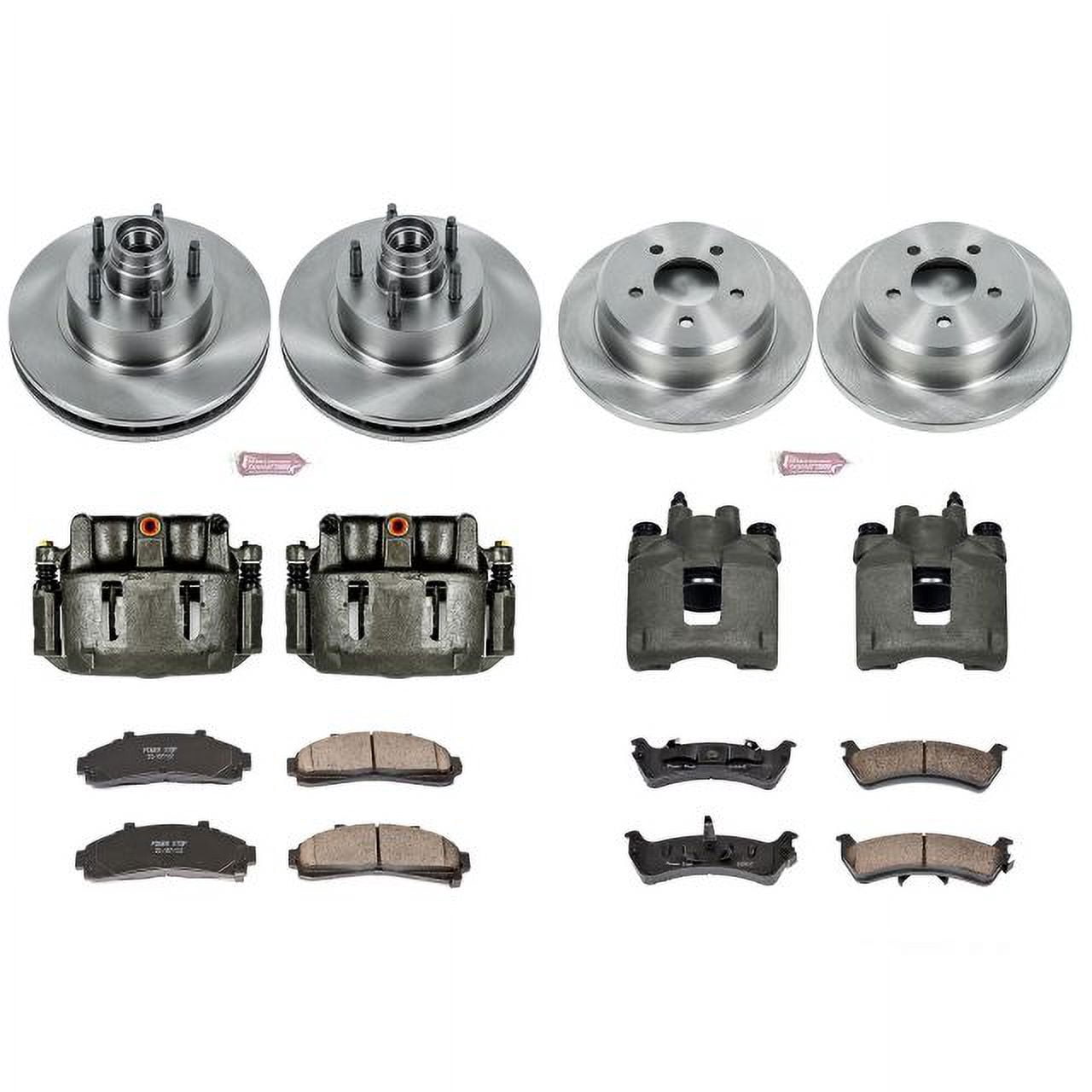PowerStop Front and Rear Stock Replacement Brake Pad and Rotor Kit with Calipers Fits: FORD MERCURY Select Models KCOE1855