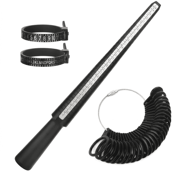 ROSEXIXI Ring Sizer 4pcs Black Plastic Measuring Tool Professional Finger Measure For Ring Size Stick Reusable Jewelry Sizing Kit For Men Women Home DIY Multi-Size Gauges