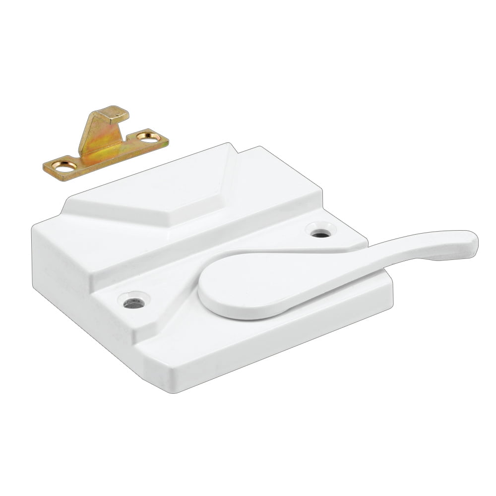 Casement Window Sash Lock, Left Hand, White, Keeper and Screws