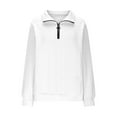 thumbnail image 2 of Comdrip 1/4 Zip Pullover Women, Women's Half Zip Fashion Sweaters Long Sleeve Collar Casual Oversized Knit Pullover Tops Womens Pullover White XL, 2 of 5