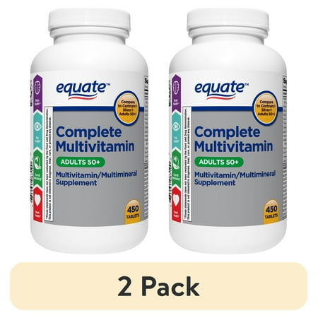 (2 pack) Equate Complete Multivitamin/Multimineral Supplement Tablets, Adults 50+, 450 Count, Compare to Centrum® Silver® Adults 50+