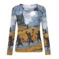 thumbnail image 5 of Camiseta de moda Sexy informal de Halloween para mujer, camiseta estampada de manga larga con cuello redondo y fruncido, blusa, Tops Pompotops FGAJ8124, 5 of 5