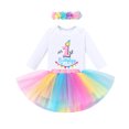 thumbnail image 2 of IBTOM CASTLE 1st/2nd/3rd Birthday Outfit for Baby Girls Bunting Fancy Princess Romper+Rainbow Tutu+Flower Headband 3PCS Clothes Set 1 Year Rainbow, 2 of 8