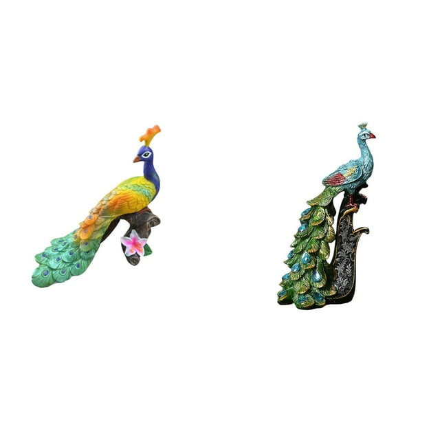 Estatua del pavo real,Estatua de pavo real,adorno de escritorio creativo y divertido,Escultura decorativa de pavo real para decoración del hogar,Figura de escritorio,Estante de estatua de pavo