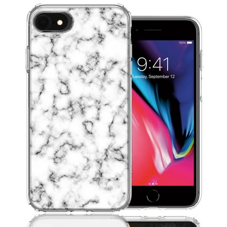MUNDAZE For Apple iPhone 7/8/SE White Grey Marble Design Double Layer Phone Case Cover