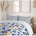 thumbnail image 6 of Flower Duvet Cover Sets, Nature Botanic Design Colored Violet Floral Tiny Flowers Art Print, Bedding Set with 2 Duvet Covers & 4 Pillowcases, 2 Pack King Size, Dark Blue Orange, by Ambesonne, 6 of 7
