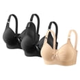 thumbnail image 3 of Swuxness Women's 3PC Wireless Bras Thin Classic Breathable Soft Casual Daily Undergarment, 3 of 5