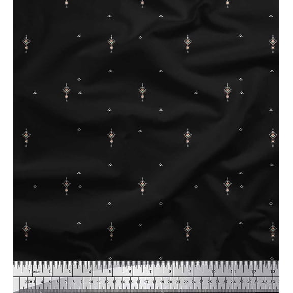 Soimoi Black Cotton Duck Fabric Abstracts Abstract Printed Craft Fabric by the Yard 42 Inch Wide