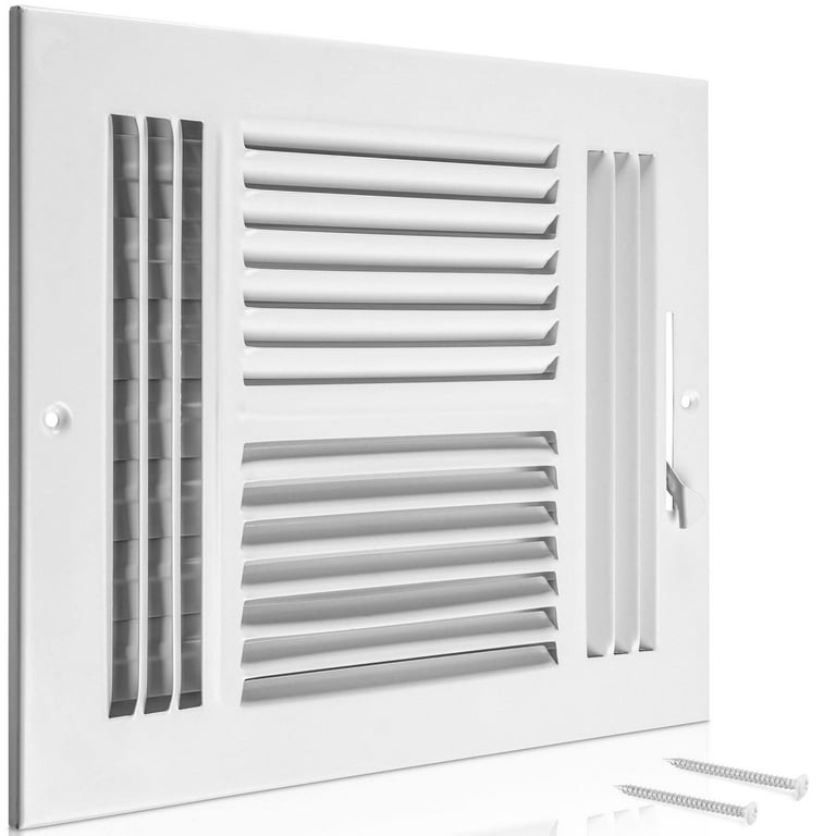 Home Intuition Ceiling Register - Air Vent Covers for Home Ceiling or Wall  - 8X8 inch (Duct Opening) 4-Way White Grille Register Cover with Adjustable  Damper for HVAC Heat and Cold Air