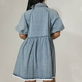 thumbnail image 4 of cfhntfmh Shirts Dress for Women Half Sleeve Lapel Collar Trendy Mini Denim Dress Distressed Buttons down Frayed Hem Jean Dress, 4 of 7