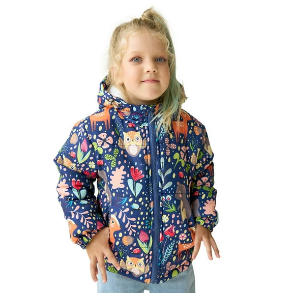 Baby Infant Baby Winter Coat Toddler Hooded Jacket Thick Warm Fleece Outerwear Cute Print Zipper Coat