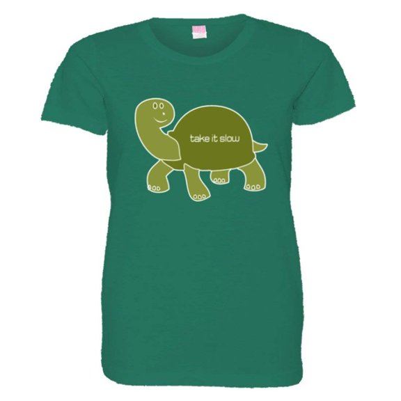 PleaseMeTees™ Womens Turtle Take It Slow Easy Relax Cute Sketch HQ Tee