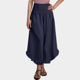 thumbnail image 2 of MNCEKFOD Women's Jeans High Waist Wide Leg Flowy Culottes Elastic Loose Comfy Summer Casual Classic Fit Trousers for women 2025 Navy M, 2 of 8