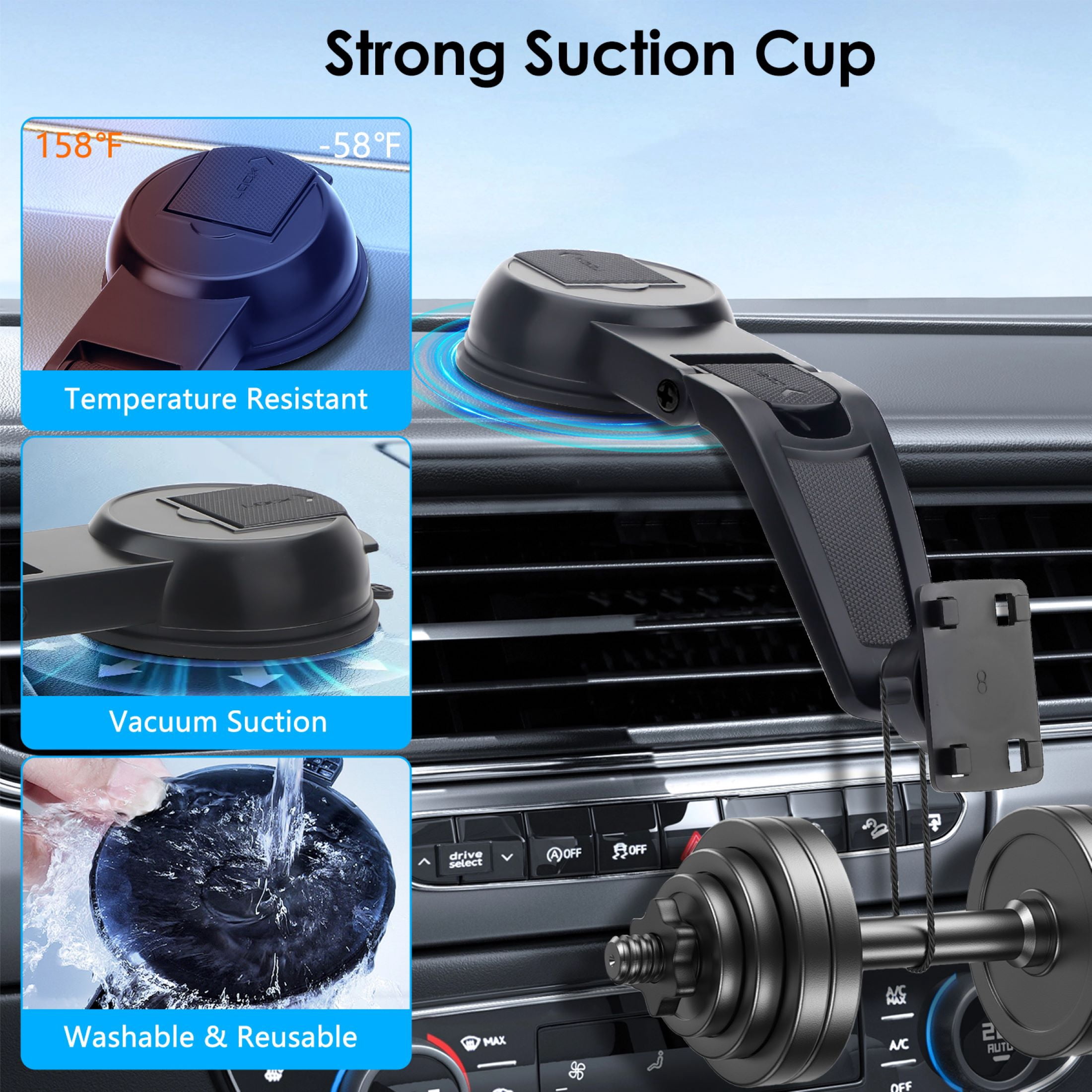 Suction Cup CarPlay Screen Mount, EEEkit 360° Adjustable Windshield Dashboard Car Display Holder Fit for 7" 9" 10.26" CarPlay Screen, Android Auto Monitor, GPS