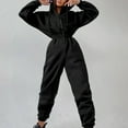 thumbnail image 6 of Women's Two Piece Sets Casual Hoodie Zipper Drawstring Jacket Outerwear and Elastic Pencil Pants Fall Winter Tracksuit Denim Jumpsuit Women Womens Pantsuits for Wedding Guest Spandex Jumpsuit for, 6 of 8