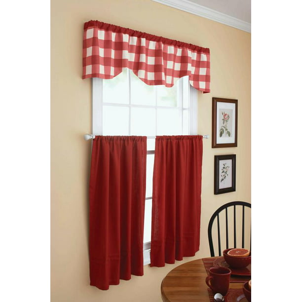 Better Homes Gardens Checks N Solids, Red Gingham Valance Curtains