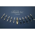 thumbnail image 3 of Calligraphy Pen Set, 22 pieces. Includes 7 Bottle Inks, 12 Nibs, Wood Dip Pen, Antique Pen Holder and Introduction Booklet, 3 of 8