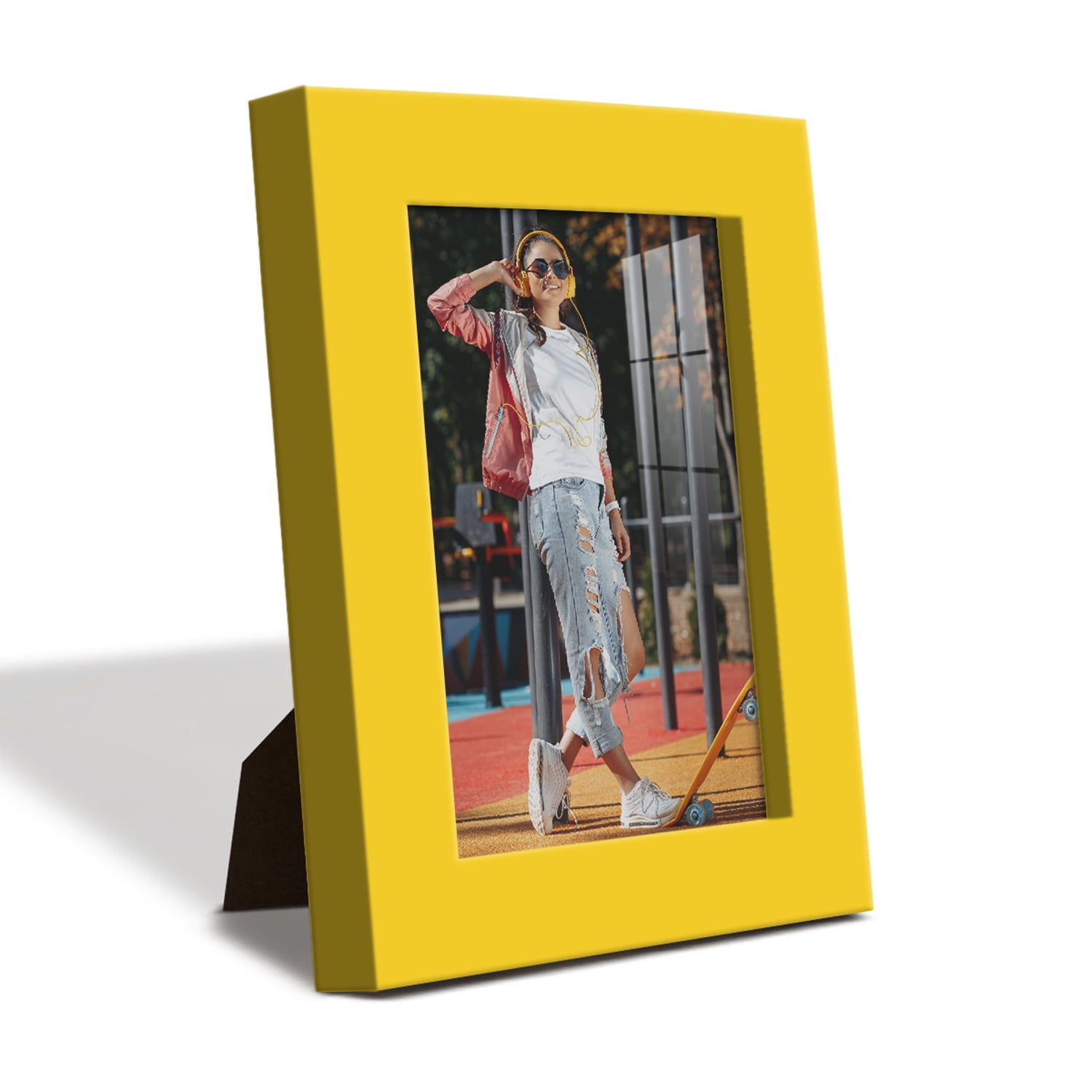 Modern 3.5 in. x 5 in. Yellow Picture Frame (Set of 2)