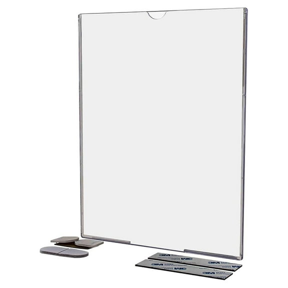 6 Pack Wall Sign Holder for 8.5" x 11" Room Signage and Temporary Notices in Offices and Corporate Spaces Clear Acrylic Literature Frame with Magnets and Hook and Loop Squares by