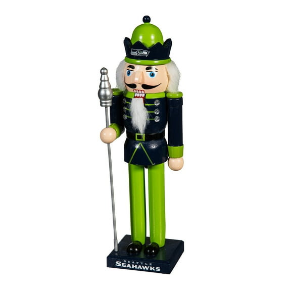 Seattle Seahawks 12" Wooden Nutcracker Statue