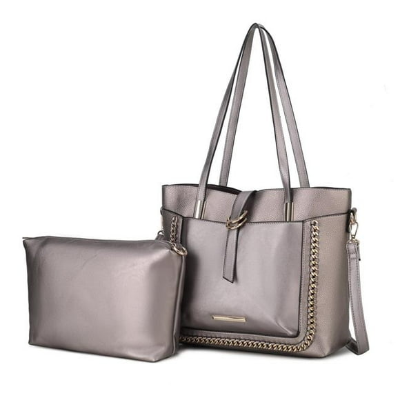 MKF Collection by Mia K. MKF-X757PW Raya Vegan Leather Womens Shoulder Bag by Mia K with Crossbody Pouch 2 pieces