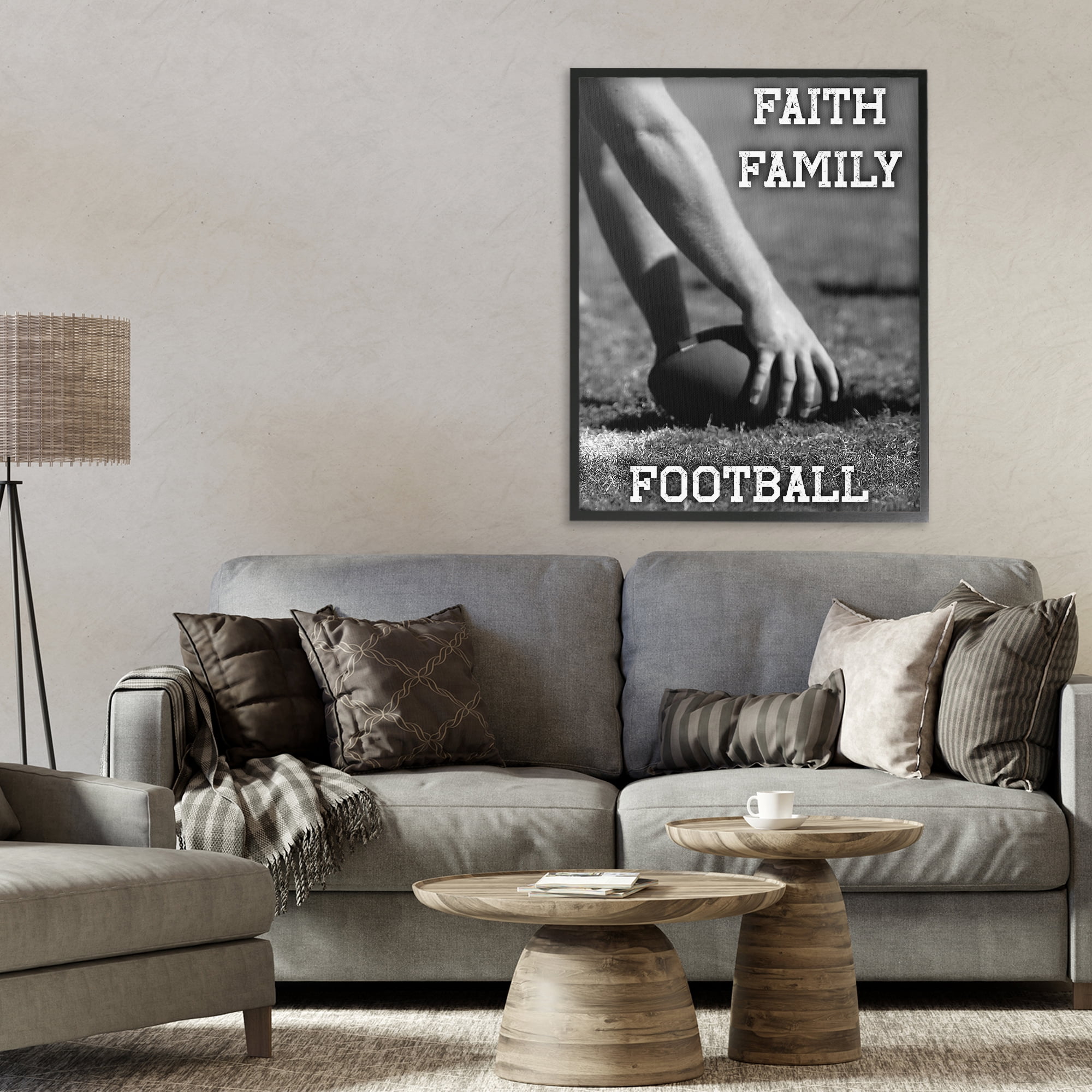 Stupell Industries Faith Family Football Hike Black Framed Giclee Art, design by Marcus Prime