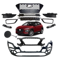 JX RACING · PERFORMANCE · ACCESSORIES Front Bumper Upper & Lower With Grille/Radiator Set Compatible with 2018 2019 2020 2021 Hyundai Kona