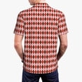 thumbnail image 5 of Xecao Red and Brown Squares for Mens' Casual Short Sleeve Button-Down Polo Shirts for a Classic Golf Look, 5 of 9