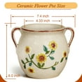 thumbnail image 3 of EFISPSS 6 inch vintage ceramic flower pot with relief design & handles， plant pot with drainage hole，sunflower home garden decor, 3 of 8