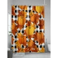 thumbnail image 5 of Fsddascl Orange Fall Shower Curtain Set - Long 72" x 84" Washable Bathtub Curtain with 12 Hooks, Pumpkins Thanksgiving Maple Leaf Plaid Waterproof Fabric Stall Shower Curtains for Bathroom/Bathtub, 5 of 6