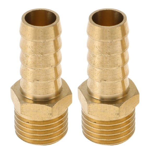 Unique Bargains Brass Hose Barb Fittings 3/8" M14x1.5 Male Thread Straight Barb Connector for Air Water Oil Gas Fuel 2 Pcs Gold Tone