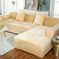 thumbnail image 3 of TOPCHANCES L Shape Sofa Covers Stretch 2 Piece Sectional Couch Slipcovers Furniture Protector  3+4 Seater, with 4pcs Pillowcases, Beige, 3 of 11