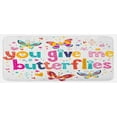 thumbnail image 1 of Butterfly Kitchen Mat, Love Words Hearts Happy Butterflies Flowers Romantic Cartoon Style Print, Plush Decorative Kitchen Mat with Non Slip Backing, 47" X 19", Multicolor, by Ambesonne, 1 of 1