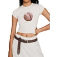 thumbnail image 1 of EYIIYE T-Shirts à Col Rond Aguichant pour Femmes, Manches Courtes, Hauts Courts, Blouses Mignonnes, Imprimé Fruit/grenouille, T-Shirts Ajustés, Mode Décontractée, Vêtements Mode Urbaine pour Adolescentes, Été, Quotidien, 1 of 4